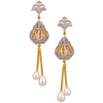 Load image into Gallery viewer, Diamond-N-Pearl Tassel Earrings
