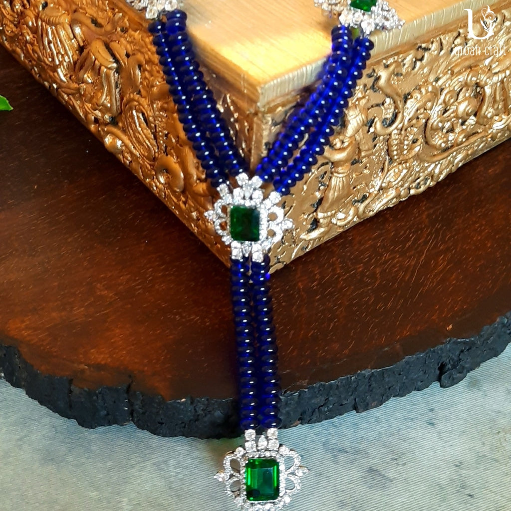 Long Majestic Blue Beaded Necklace Necklaces