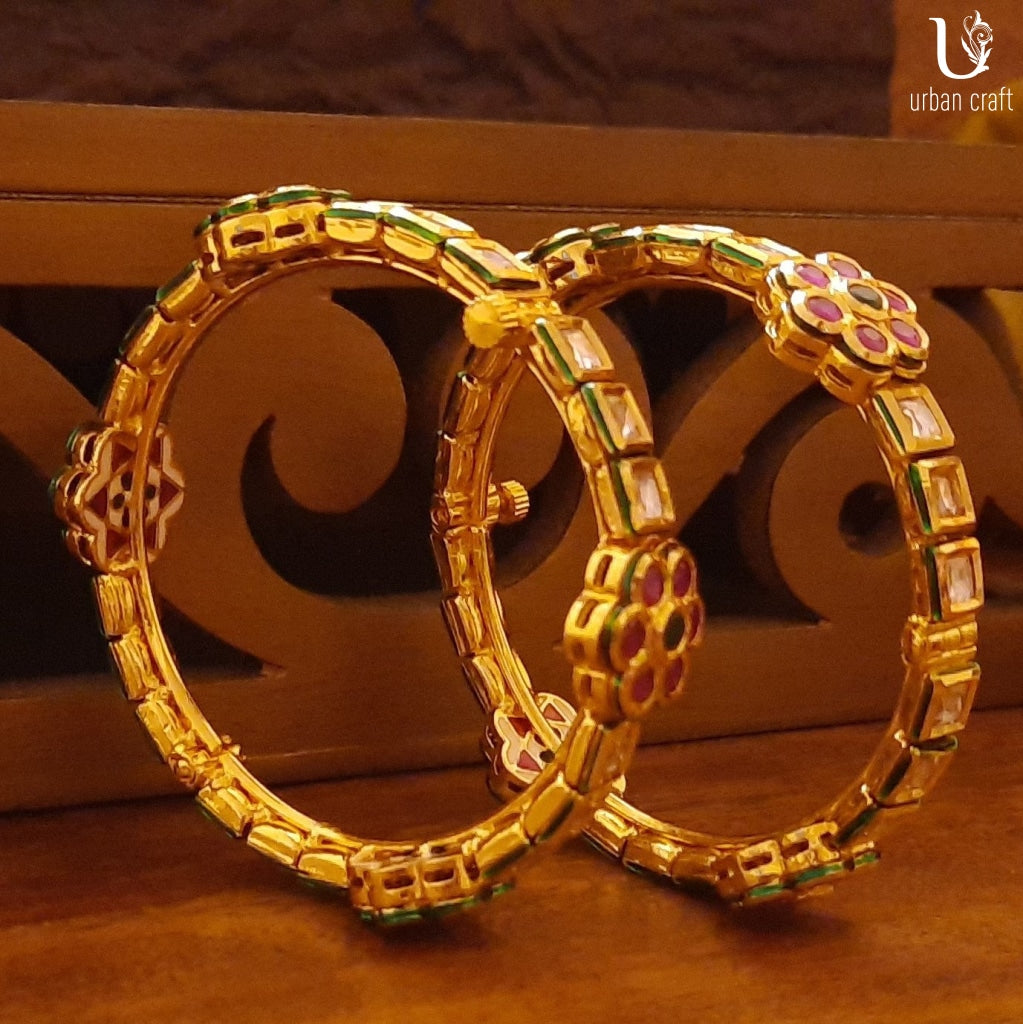 Kundan-N-Ruby Bangles Bracelets