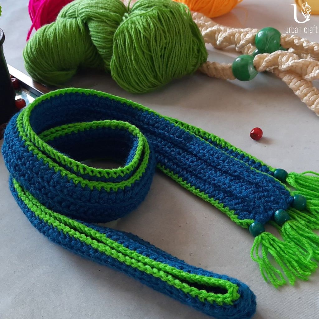 Royal Blue-Neon Green Stole 65 X 2